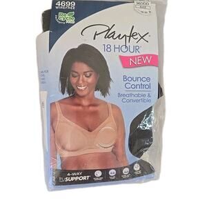 Playtex 18 Hour Bounce Control Bra 36DDD Wirefree Convertible 4699 Black NEW